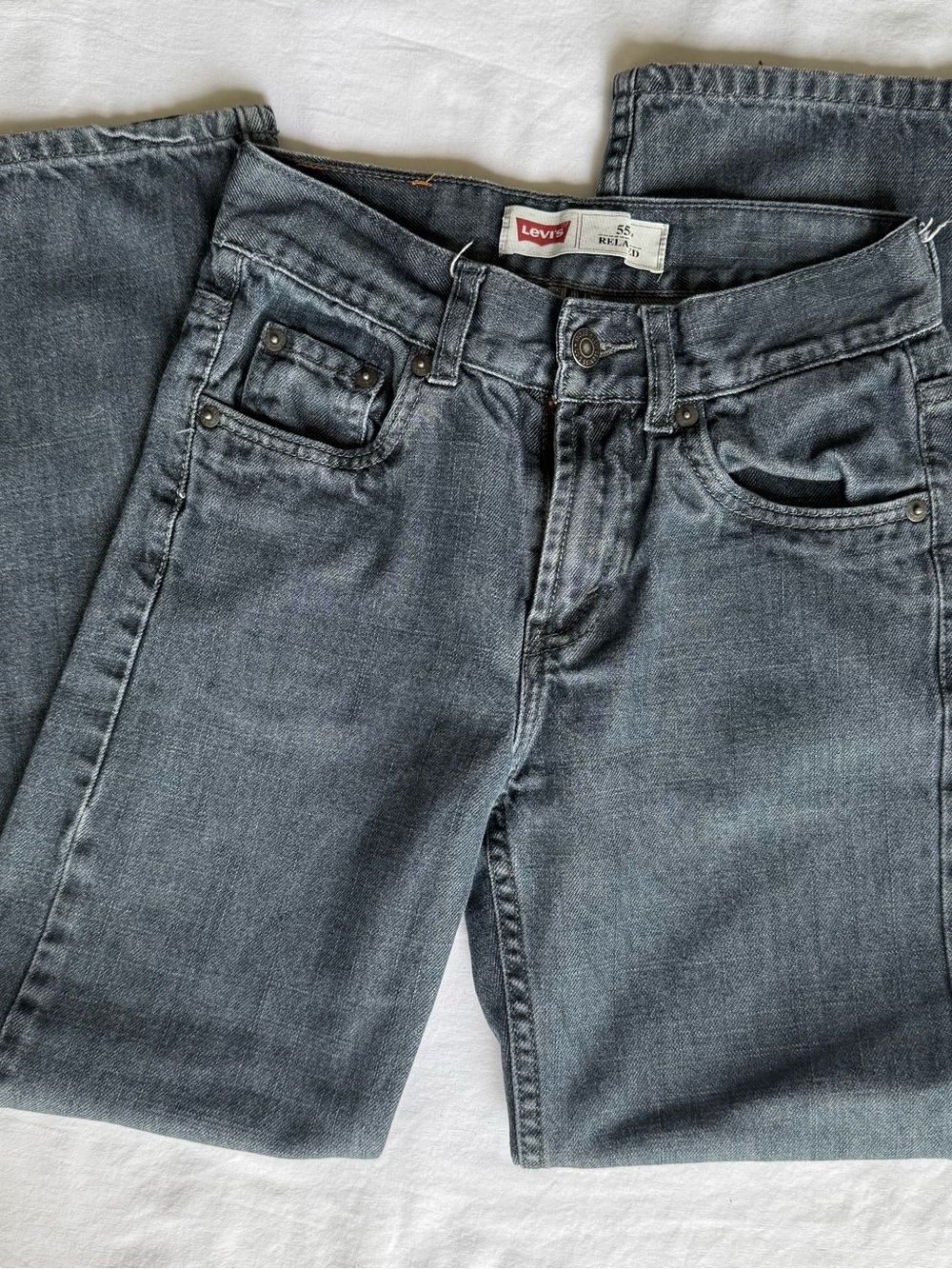 VTG LEVI'S 550 Relaxed Fit 12 Slim Jeans Boy Washed Dark Grey 100% Cotton Denim - Picture 5 of 10